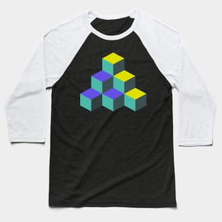 Minimal 80s Cubes Arcade Design Baseball T-Shirt